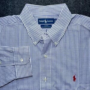 Ralph Lauren Button Down Mens XL Blue Excellent Gingham Blake Cotton Shirt
